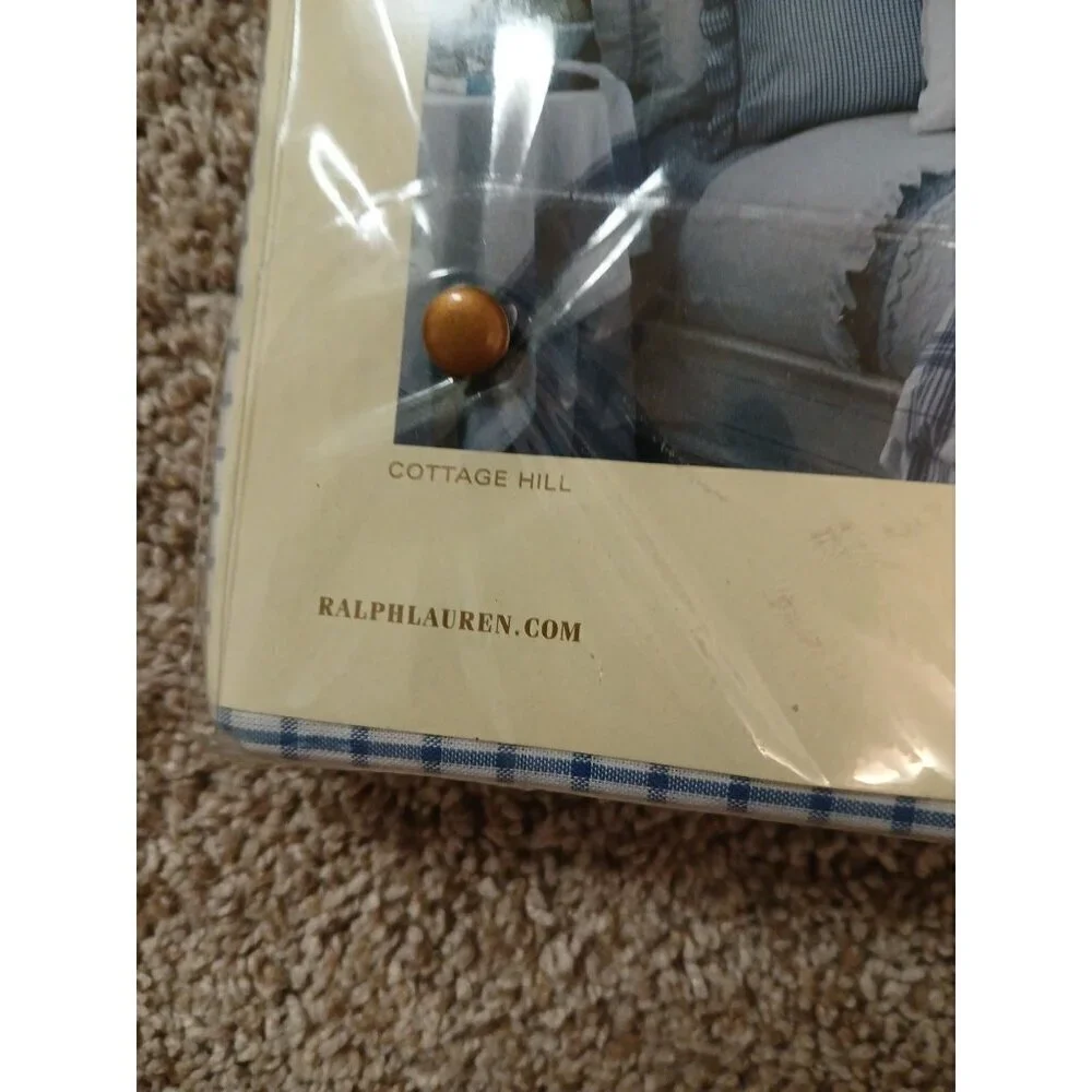 Lauren Ralph Lauren Cottage Hill Tattersal Twin Deep Fitted Sheet Blue   RARE !!
